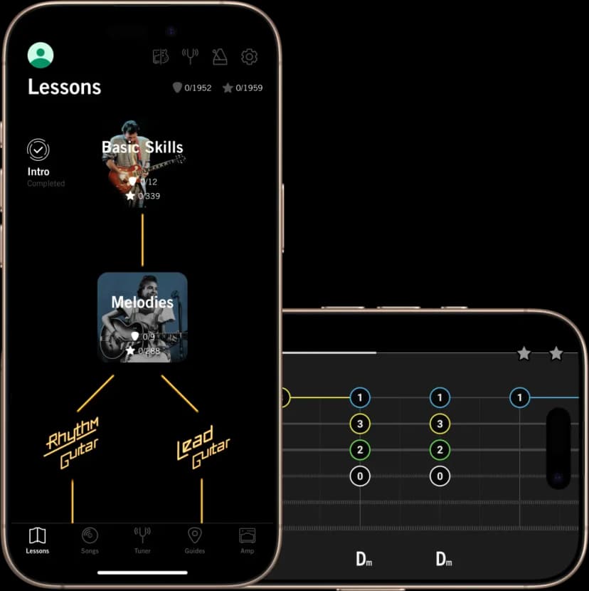 Gibson App guitar lessons interface